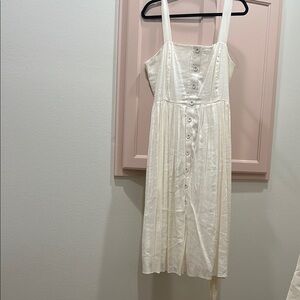 ANTONIO MELANI White Pleated Midi Sundress